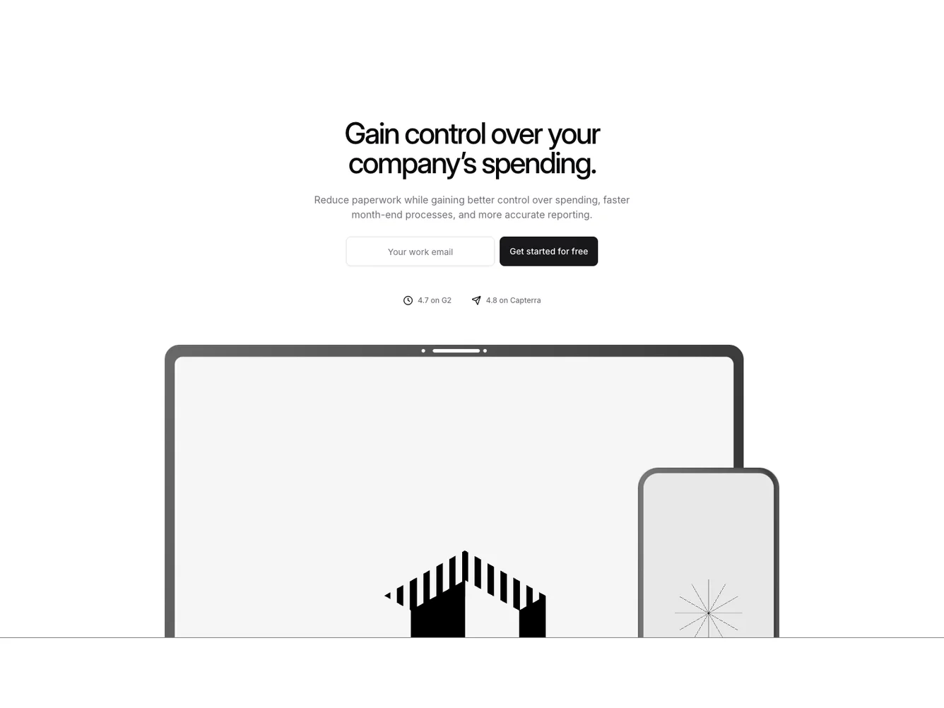 Shadcn Spend Control Hero with Email shadcnblocks.com