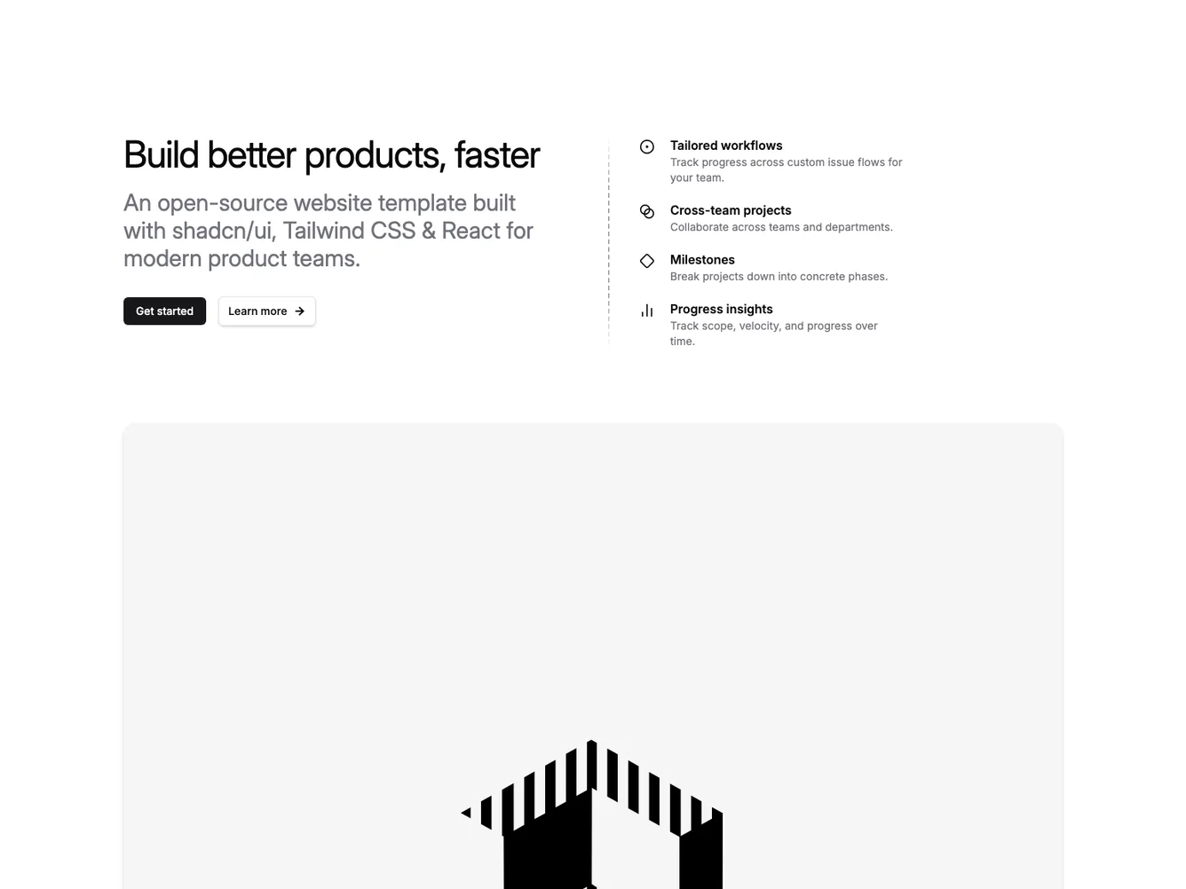 Shadcn Two-Column Hero with Features List shadcnblocks.com