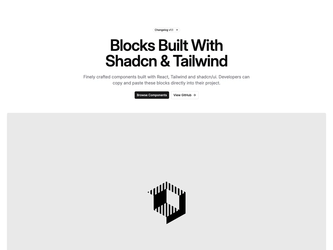 Shadcn Centered Hero with Image Below shadcnblocks.com