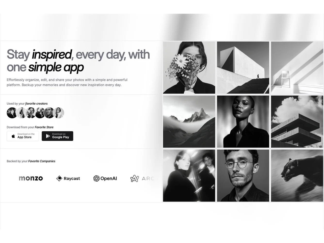 Shadcn Split Hero With Rotating Photo Grid shadcnblocks.com