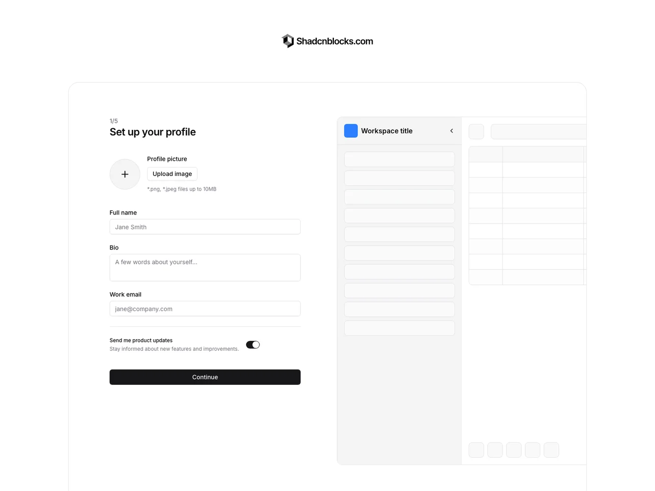 Shadcn Multi-Step Onboarding Flow shadcnblocks.com