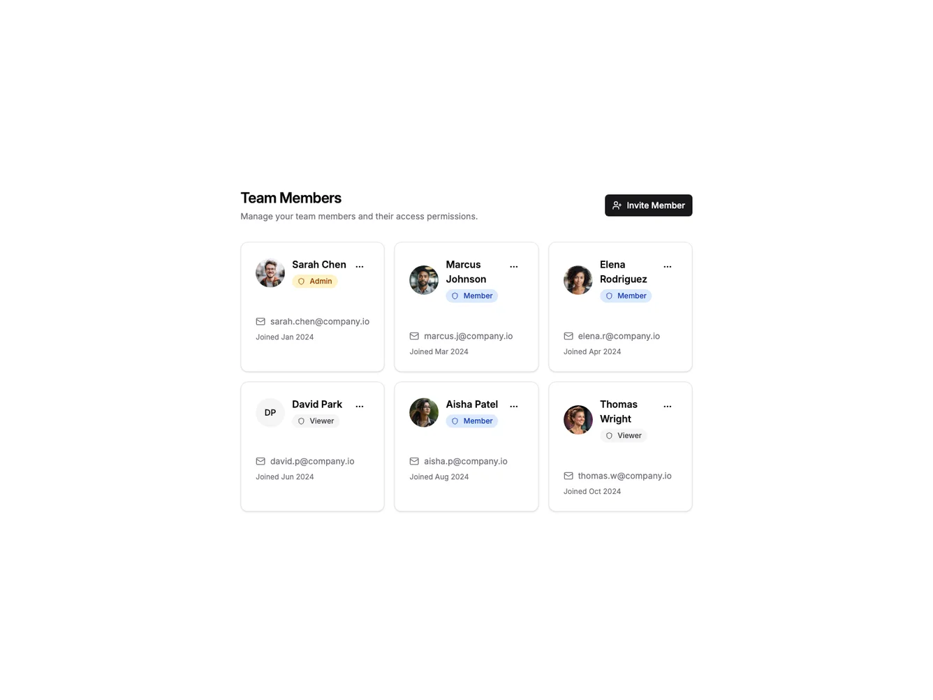Shadcn Member Cards Grid shadcnblocks.com