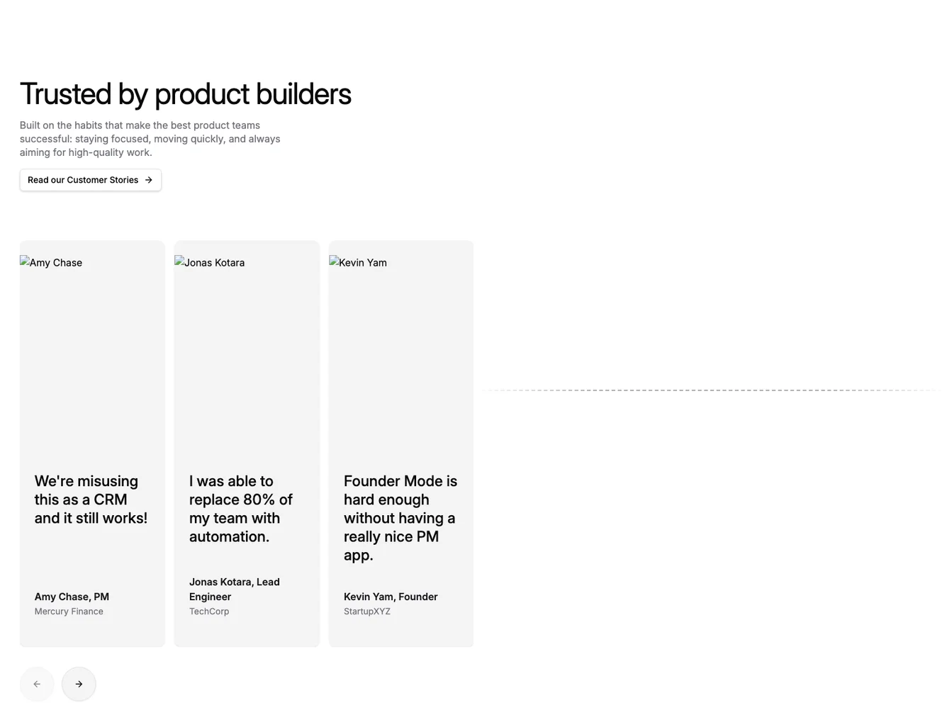 Shadcn Testimonial Carousel with Photo Cards shadcnblocks.com