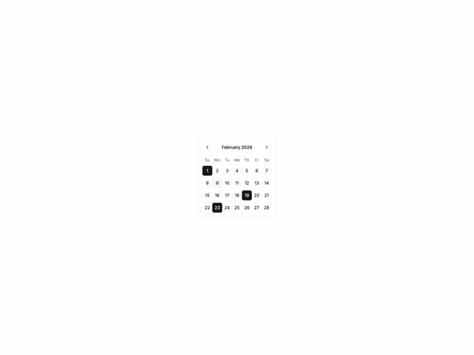 Shadcn Calendar Standard 7 component