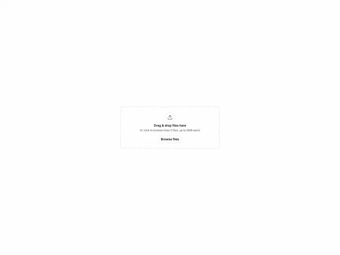 Shadcn File Upload Dropzone 1 component