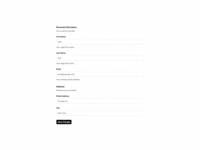 Shadcn Form Layouts 7 component