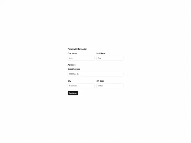 Shadcn Form Multi Field 6 component