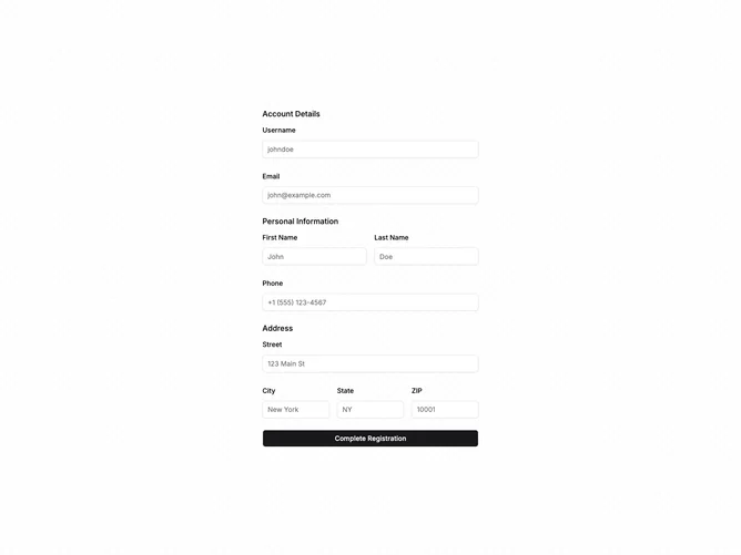 Shadcn Form Multi Field 7 component