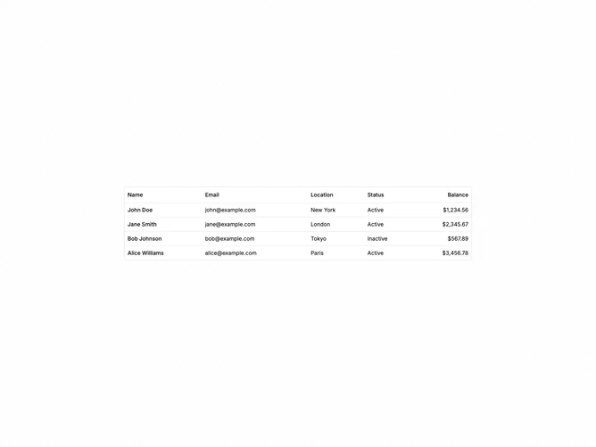 Shadcn Table Standard 1 component