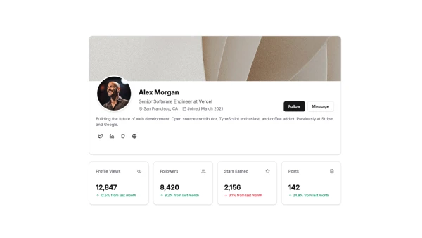 Shadcn User Profile Blocks