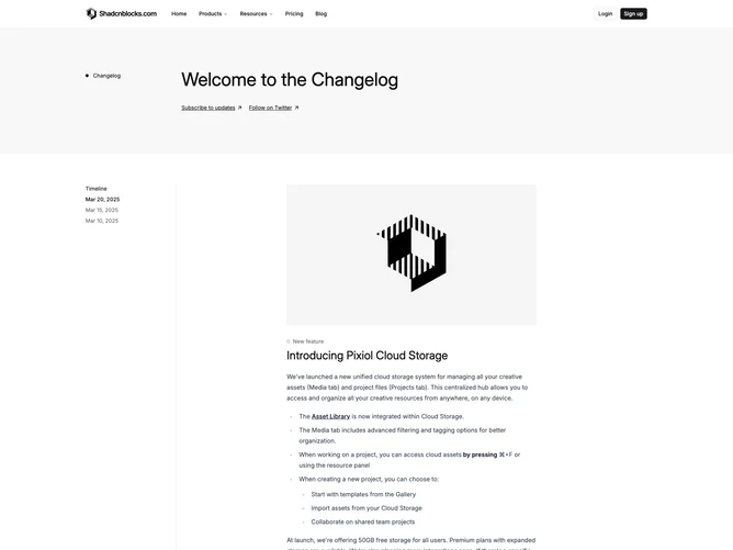 Shadcn Changelog Page 2 page